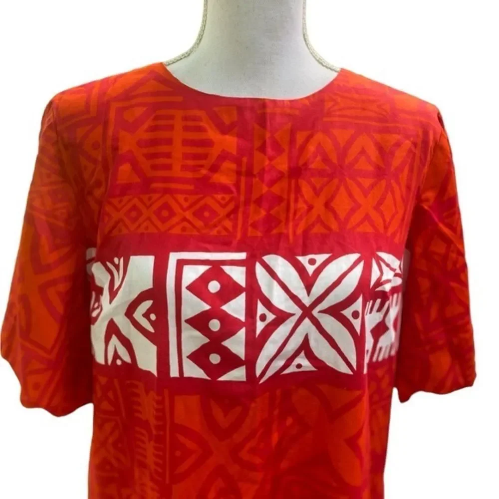 Pacific Hawaiian Surf Wm’s Sz Lrg Orange Red Tropical 1970’s Parachute Dress
